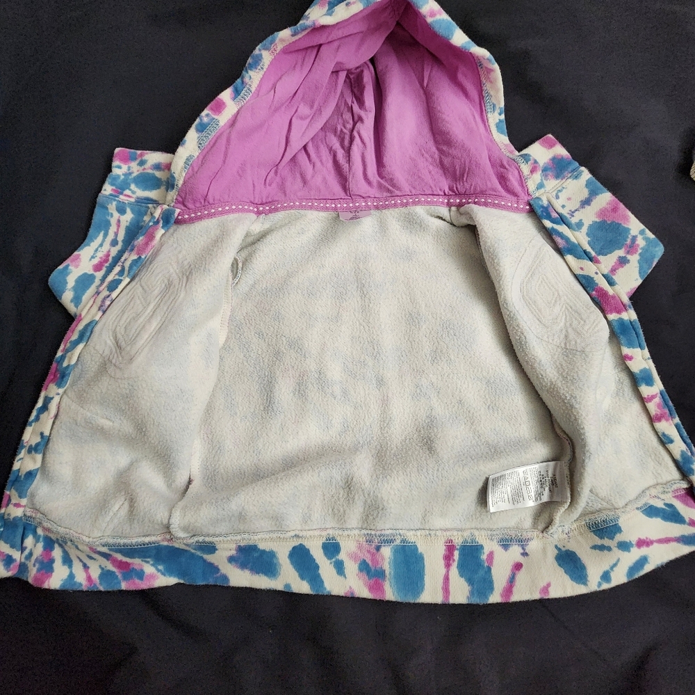 Baby Gap Logo Print Zip Hoodie Pink Blue White Girls 3 Years - Picture 5 of 8